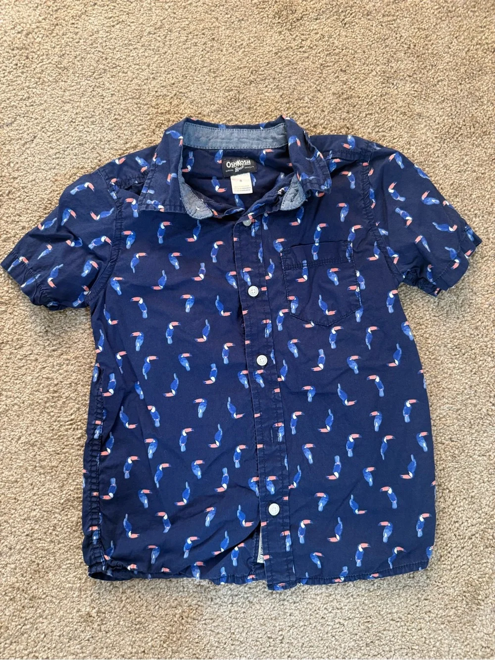 OshKosh B'gosh Navy‎ Toucan Print Button-Up Shirt - Kids. B42